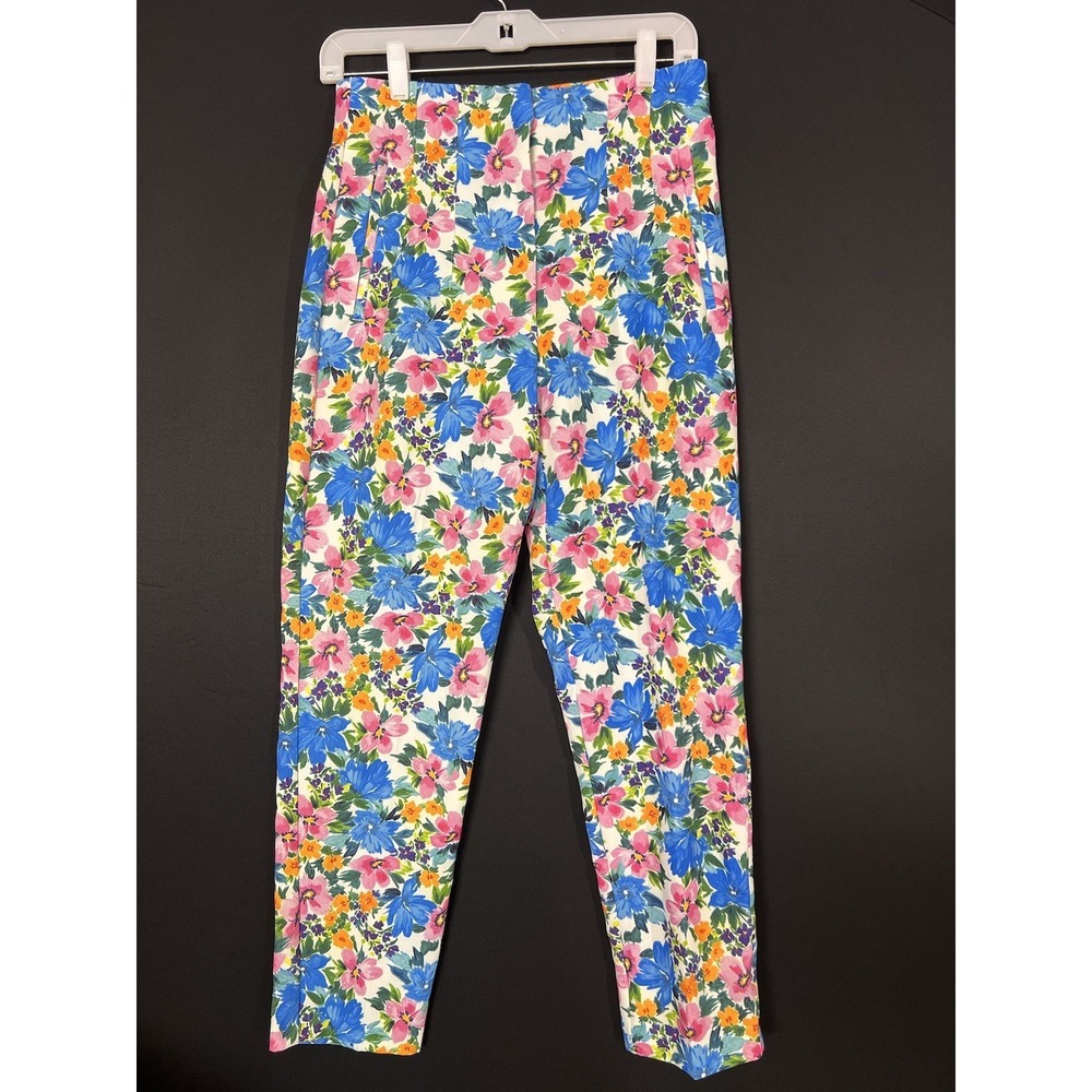 Zara Multicolor Floral High Waist Cropped Women's Pants Sz M NWOT